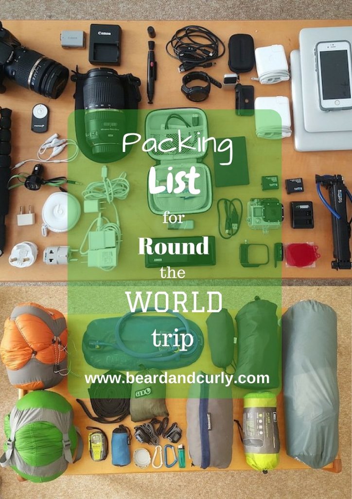 Packing List for Round the World Trip. Ultimate Packing List. Travel List. Gear List. See more at www.beardandcurly.com
