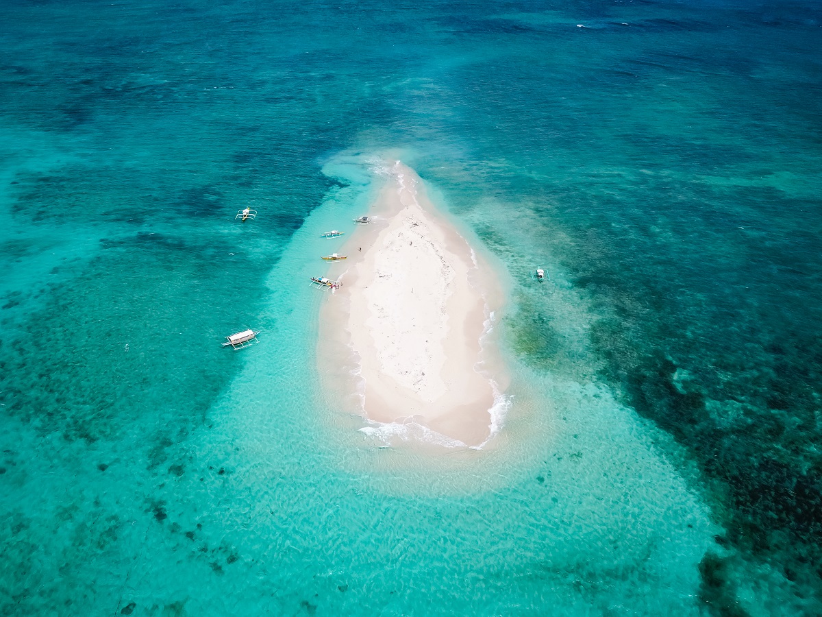 Drone image of Naked Island in Siargao