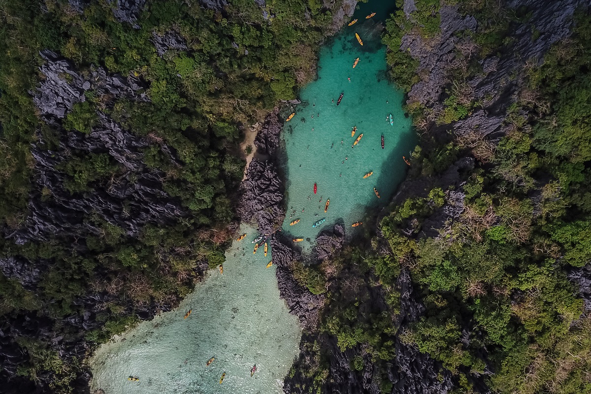 Air perspective of Small Lagoon in El Nido